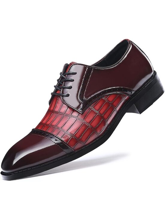 Vintage Crocodile Print Men\'s Oxfords | Casual & Formal Square Cap Toe Dress
